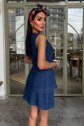 Kolsuz Yelekli Mini Etekli Denim Takım 10164 resmi